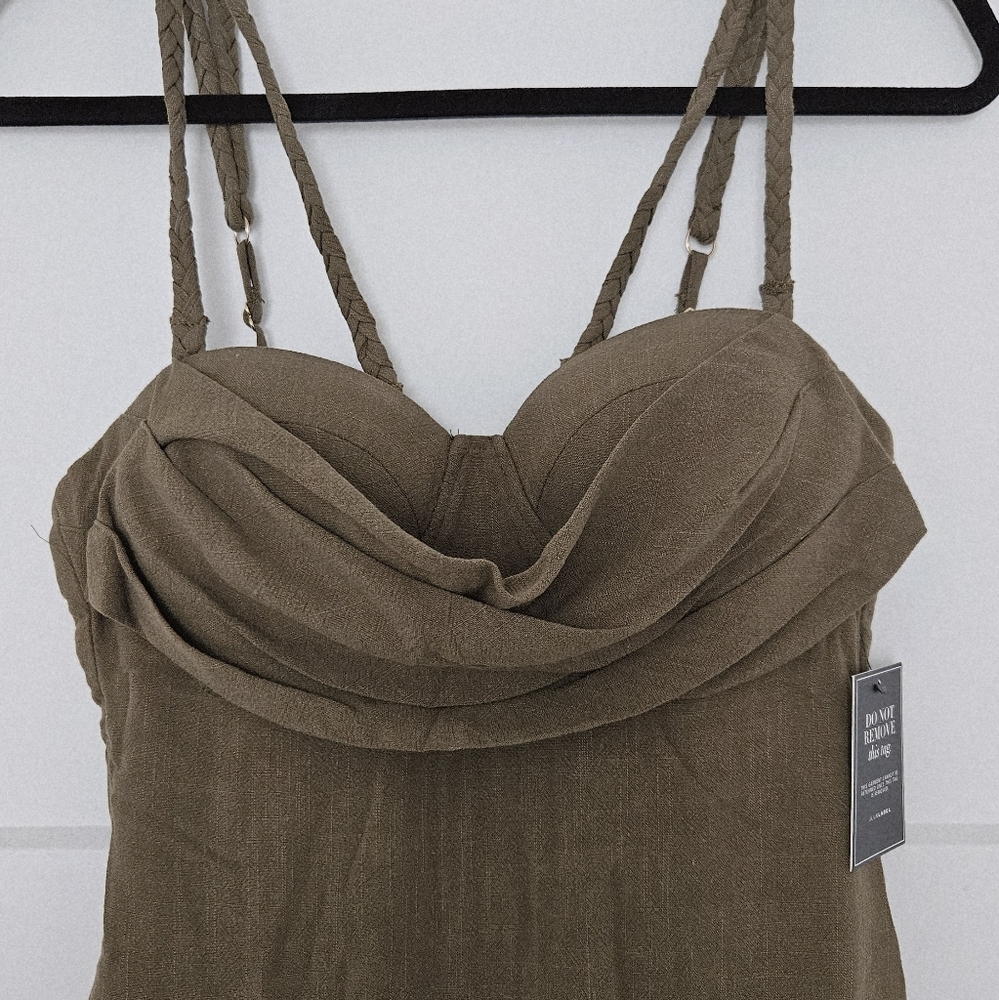 JLUXLABEL NWT Green Ruched Bustier Camisole Dress